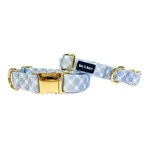 Blue and white dog collar